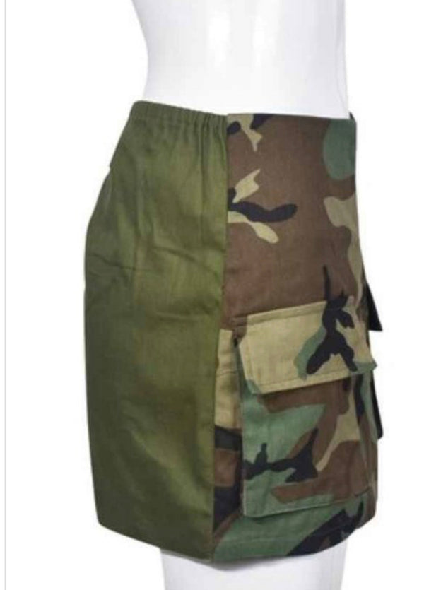 Zip Up Front Sexy Camo Mini Skirt